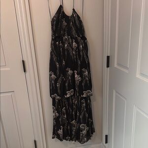 All Saints Black Floral Midi Dress